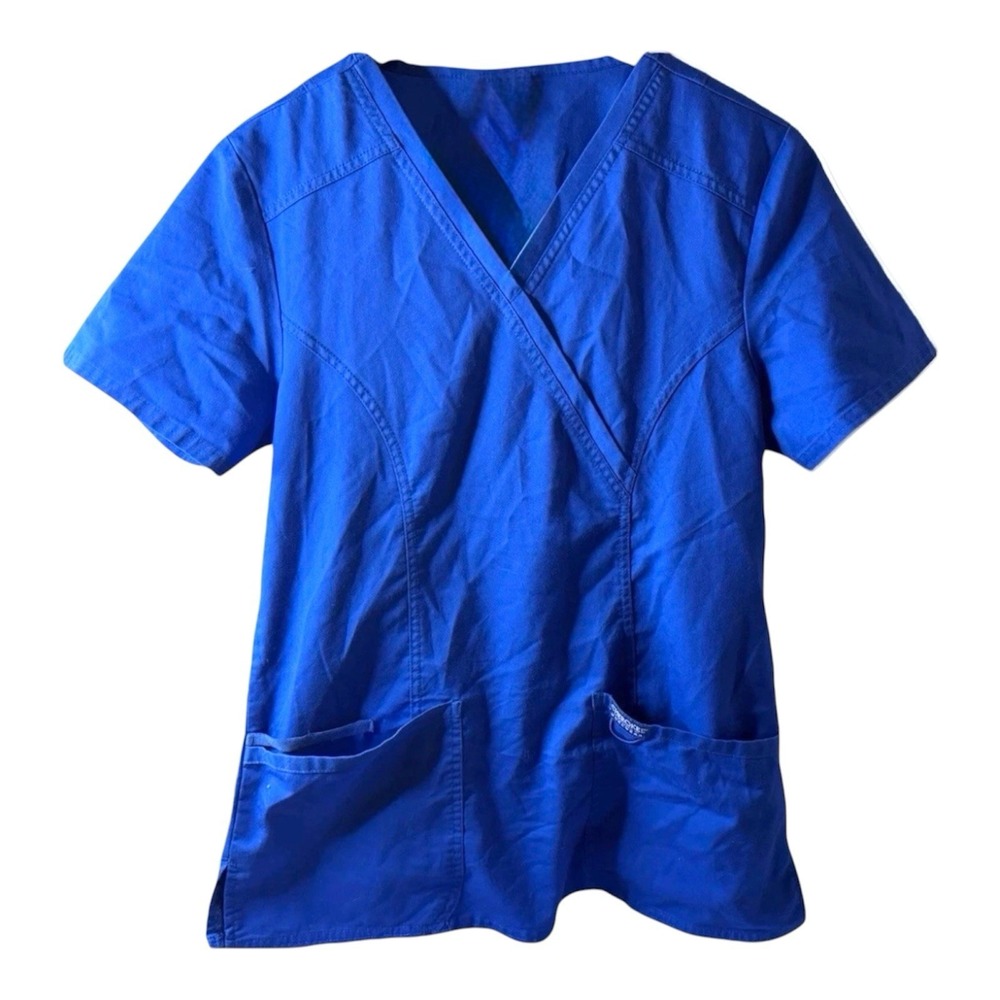 Cherokee Women's Authentic Workwear Size Small Electric Blue Scrub Top Shirt